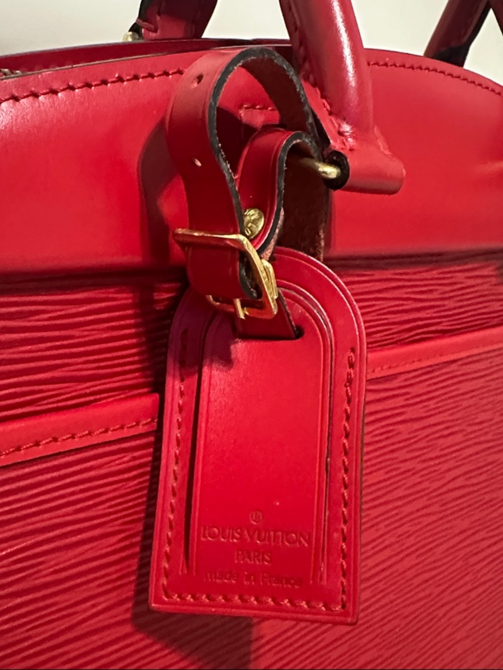 Louis Vuitton Riviera Red Structured Leather Top-Handle Women's Bag - Picture 3 of 16